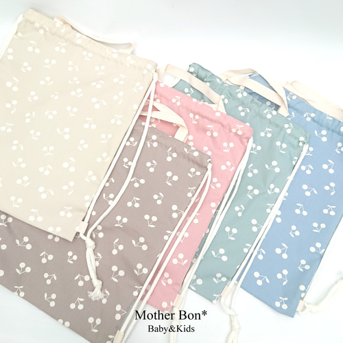 さくらんぼのナップサック☆内側撥水☆体操服入れ☆女の子☆巾着