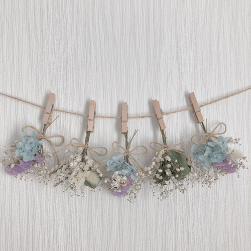 送料無料】Pastel Blue＊ナチュラルドライフラワーガーランド  
