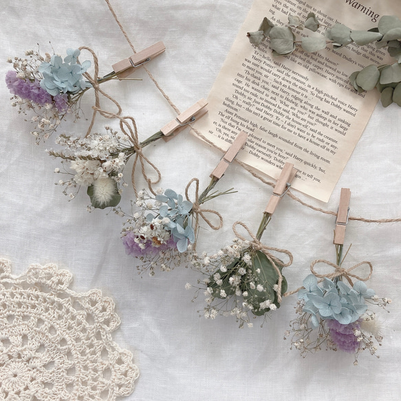 送料無料】Pastel Blue＊ナチュラルドライフラワーガーランド  