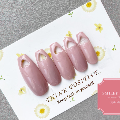 くり抜き ハート ネイルチップ 量産型 ガーリー 地雷 ワンカラー  