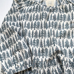 冬日森林*三角樹寬鬆長袖連衣裙*100%棉*亮光*米白 第11張的照片
