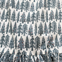 冬日森林*三角樹寬鬆長袖連衣裙*100%棉*亮光*米白 第13張的照片