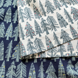 冬日森林*三角樹寬鬆長袖連衣裙*100%棉*亮光*米白 第16張的照片