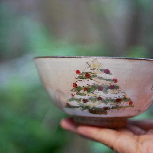 N495 茶碗 『京焼』『前田宝泉造』『御題 聖夜』 共箱 茶道具