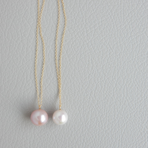 11mm〗14kgf淡水パール一粒ネックレス（ピンク）【1205】 ネックレス