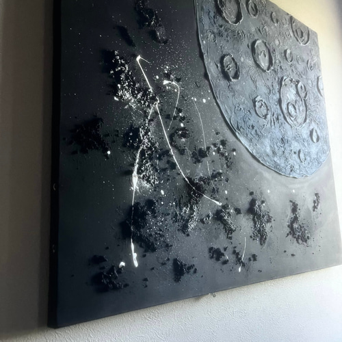 現代アート 月 73×60.5㎝ ブルームーン 大きめ モダン 絵画 原画 抽象