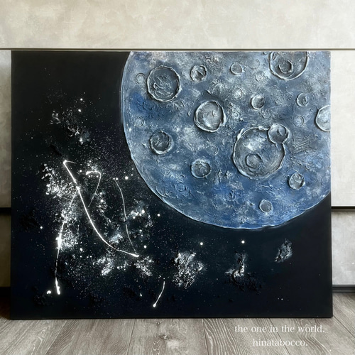 現代アート 月 73×60.5㎝ ブルームーン 大きめ モダン 絵画 原画 抽象