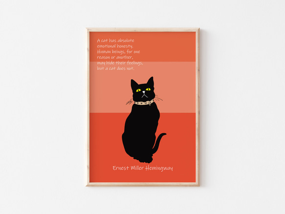 黒猫のアートポスター、イラスト、シンプルだけどカワイイ黒猫、玄関、リビング、キッチンなどに。ハロウィン。【N-0218】 2枚目の画像