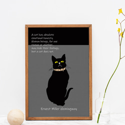 黒猫のアートポスター、イラスト、シンプルだけどカワイイ黒猫、玄関、リビング、キッチンなどに。ハロウィン。【N-0219】 5枚目の画像