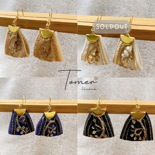 黄色　ピアス　イヤリング　ネイティブ　チロリアンテープ　刺繍リボン　アジアン　春 黄色 ピアス イヤリング ネイティブ チロリアンテープ 刺繍リボン