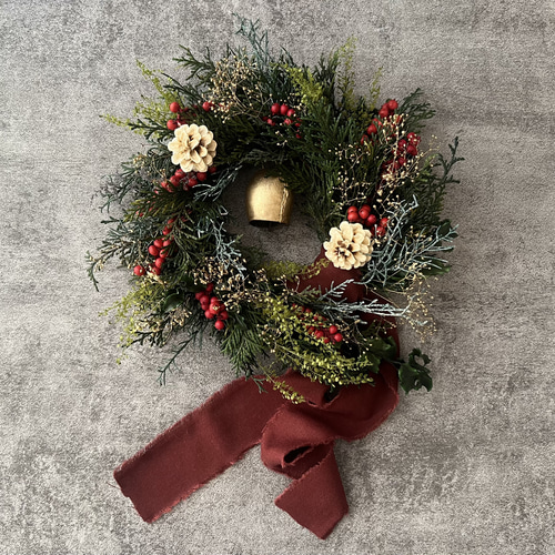 ヒノキと実のクリスマスリース クリスマス プリザーブドフラワー