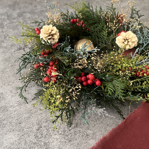 ヒノキと実のクリスマスリース クリスマス プリザーブドフラワー
