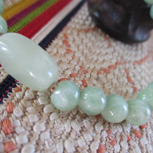 和田玉とミャンマー翡翠のブレスレット ブレスレット 願い石結 乃の香