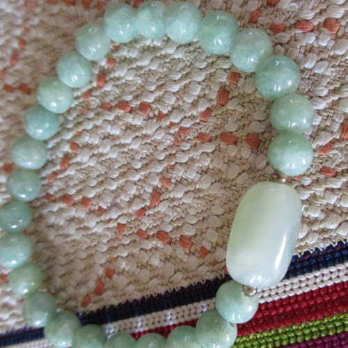 和田玉とミャンマー翡翠のブレスレット ブレスレット 願い石結 乃の香