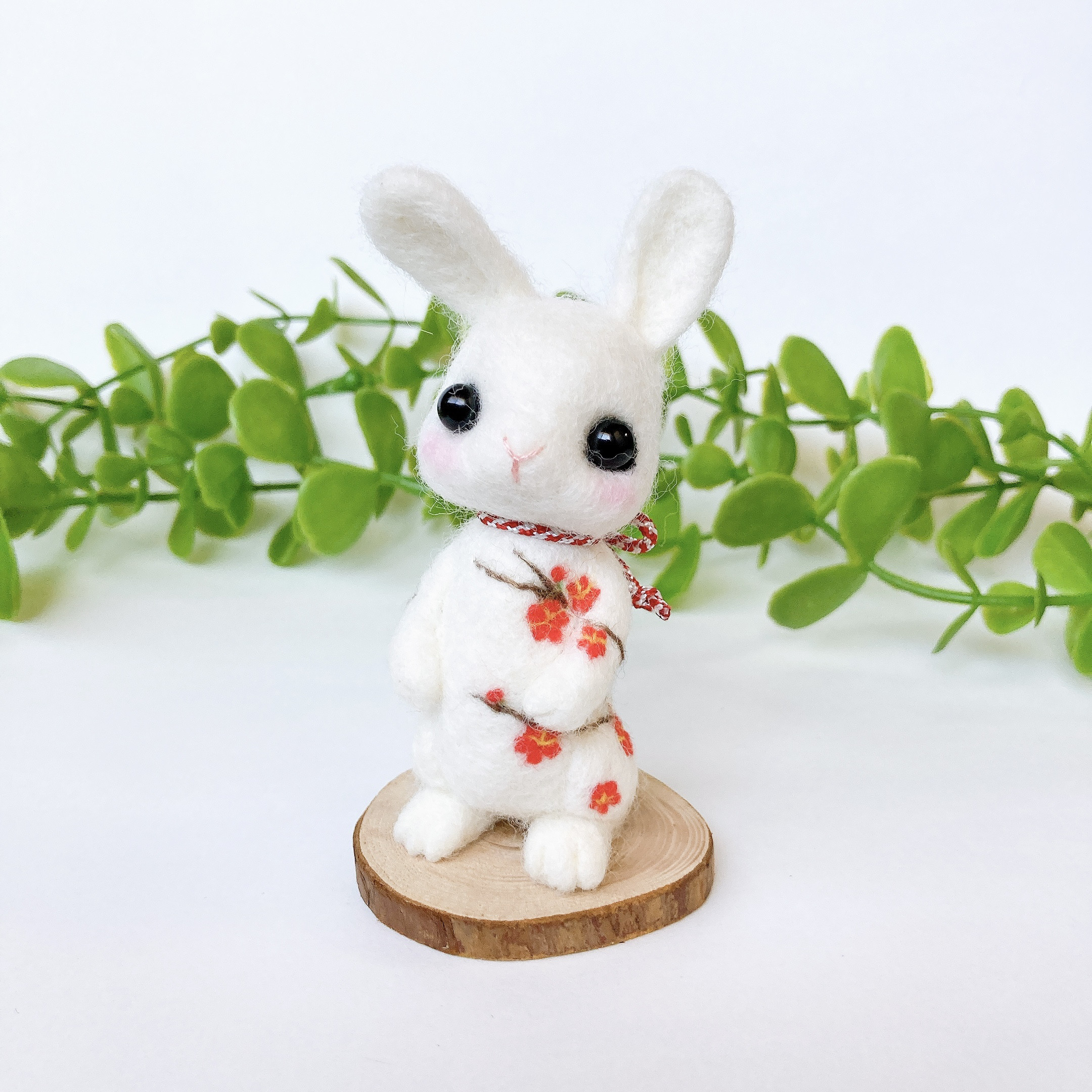 羊毛フェルト　作家様　作品　うさぎ　ぬいぐるみ　ピンク