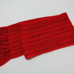 紅葉色の手織りウールマフラー　長さ164cm 5枚目の画像