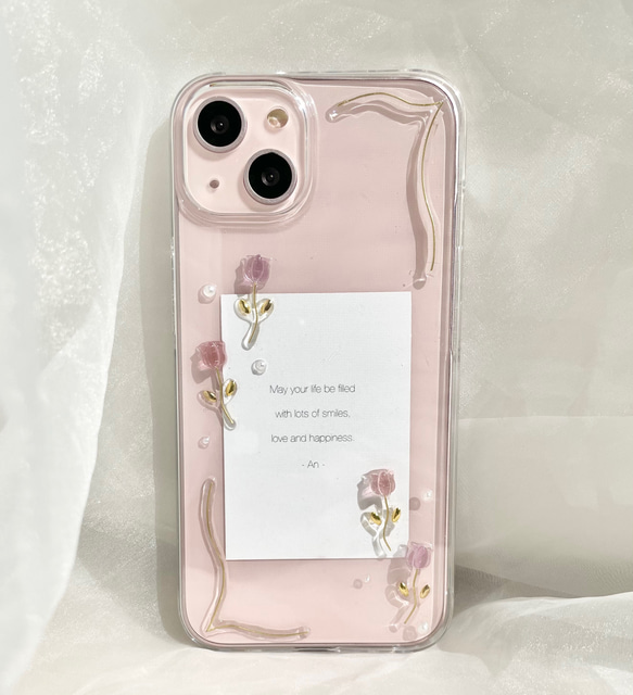 フレームチューリップのiPhoneケース(pink) 1枚目の画像