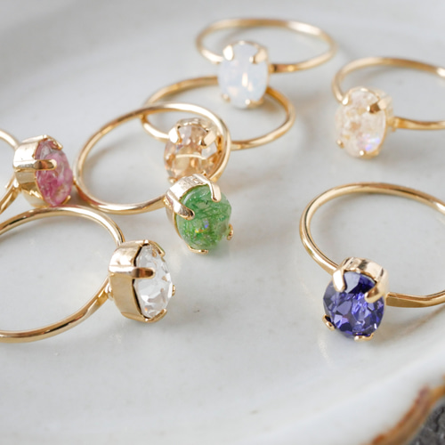 【60％OFF】 スワロフスキー・クリスタル 華奢なオーバル シンプルリング（10 アクセサリー