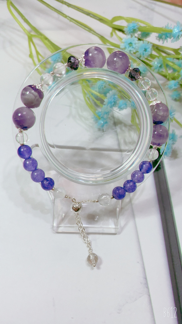 Anna’s 水晶設計～14K包金夢幻紫水晶白水晶紅髮晶（抽拉繩款）～ 第1張的照片