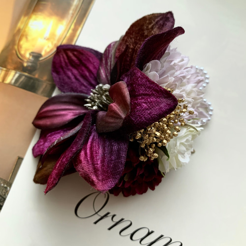 ボルドー色のアンティークなコサージュ ＊卒業式＊入学式＊結婚式  