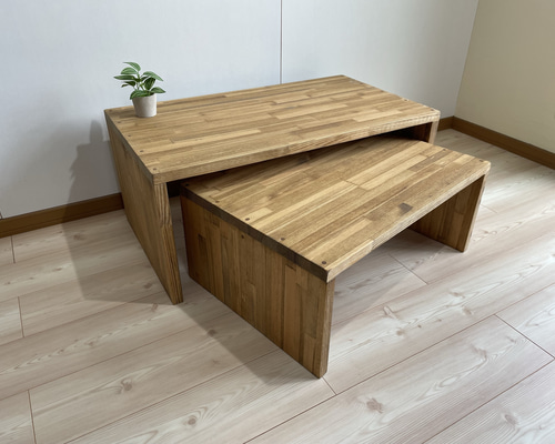 サイズオーダー可】木のぬくもり感じるロ―テーブル・N×グリーン