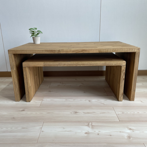 【サイズオーダー可】木のぬくもり感じるロ―テーブル・N×グリーン 木のぬくもり感じるカラー円卓・ｸﾞﾘｰﾝ×ﾅﾁｭﾗﾙ ローテーブル・リビング