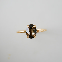 施華洛世奇水晶精緻橢圓形簡約戒指（10 號自由尺寸/灰色） 第2張的照片