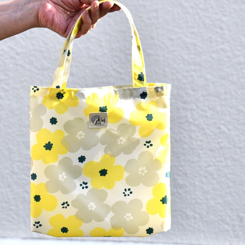 油絵のような柄のエコバッグ　新品　nao様おまとめ Creema限定 送料無料小さいエコバッグ 北欧風イエローの花柄 撥
