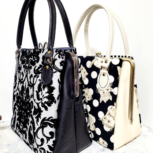 トートな がま口スクエアバッグ(24cm口金) ハンドバッグ がま口工房 飴