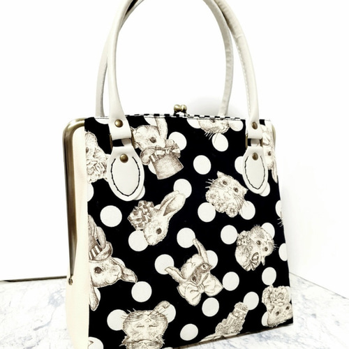 トートな がま口スクエアバッグ(24cm口金) ハンドバッグ がま口工房 飴