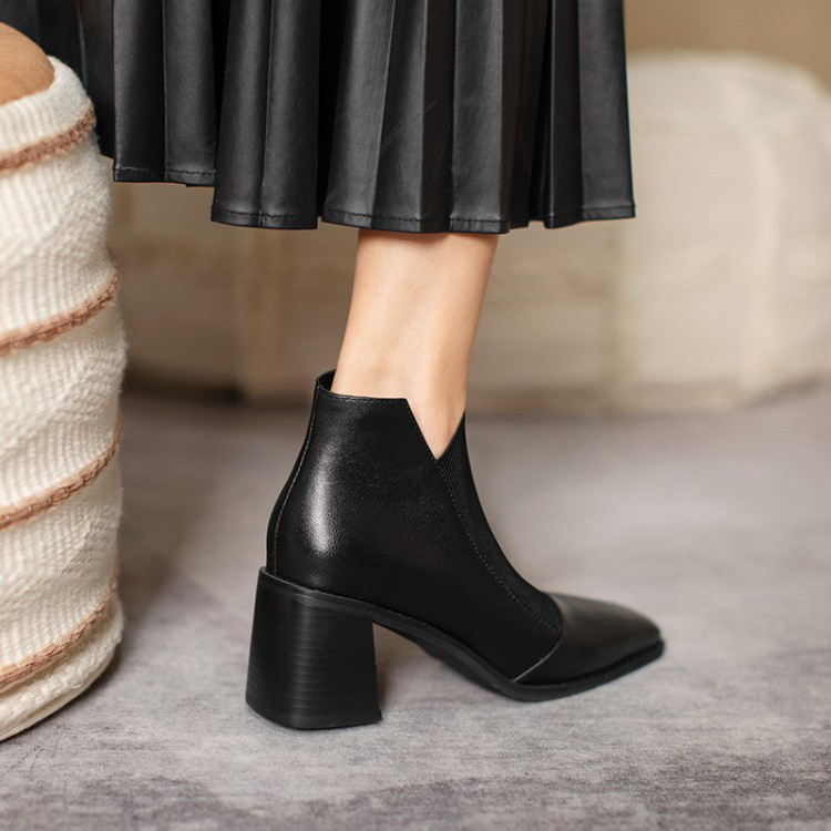 ★22秋冬新作★ ニットXレザー シンプルなデザイン ブーツ レディース1343