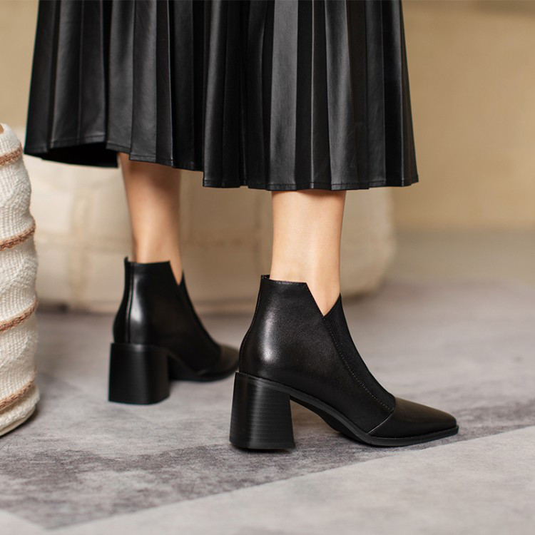 ★22秋冬新作★ ニットXレザー シンプルなデザイン ブーツ レディース1343