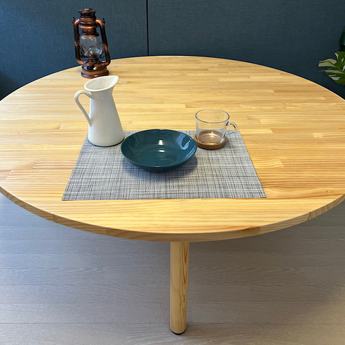 【オーダー】 ローテーブル 丸形 80cm パイン ブラウン ねじ込み脚机/テーブル