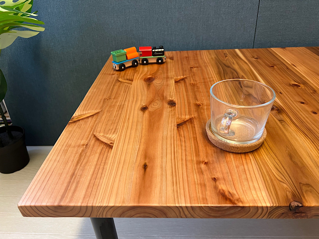 【送料無料】 ローテーブル 長方形 90cm 60cm スギ 縦柄 ねじ込み脚 ブラック