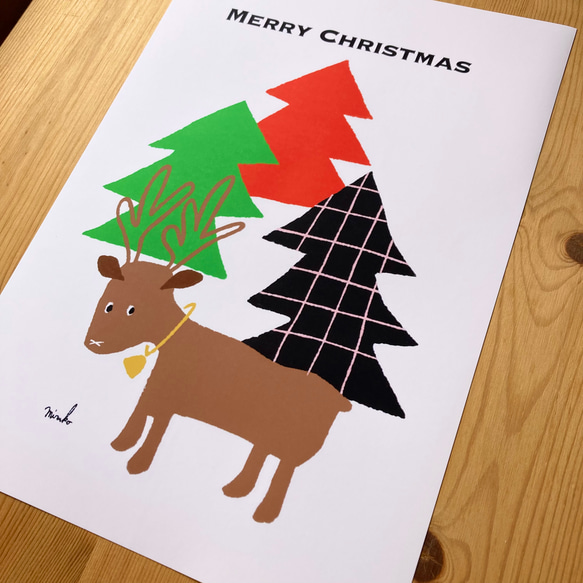 【クリスマス】【ポスター】絵本みたいなMerry Merry Christmas☆トナカイ＊A4 5枚目の画像