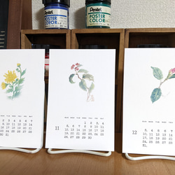 2023年カレンダー【山野草イラスト＆活版印刷文字】はがきサイズ【ホワイト】 9枚目の画像