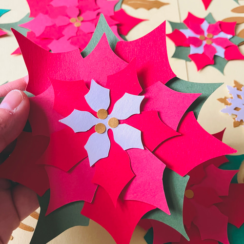 ポインセチア セット クリスマス 壁面 12月 冬 装飾 木の実 壁面飾り