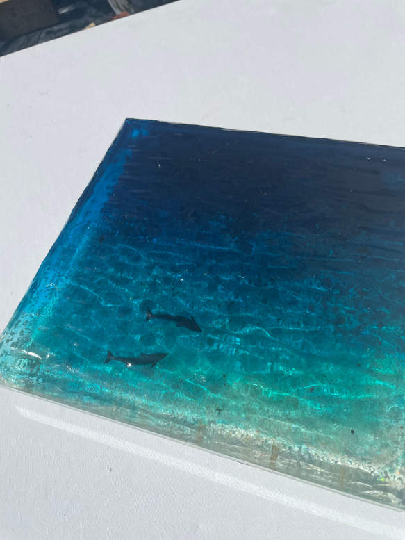 ドルフィンラグーン　アートディスプレイトレイアクセサリートレイ  25×25仕器 水面 波紋 12枚目の画像
