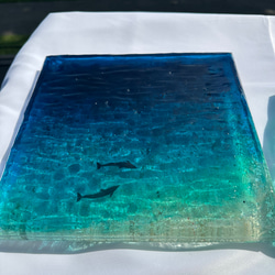 ドルフィンラグーン　アートディスプレイトレイアクセサリートレイ  25×25仕器 水面 波紋 1枚目の画像