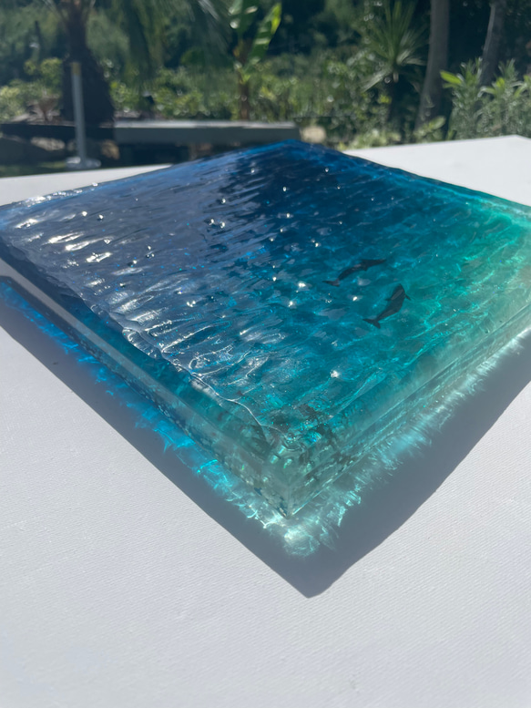ドルフィンラグーン　アートディスプレイトレイアクセサリートレイ  25×25仕器 水面 波紋 9枚目の画像