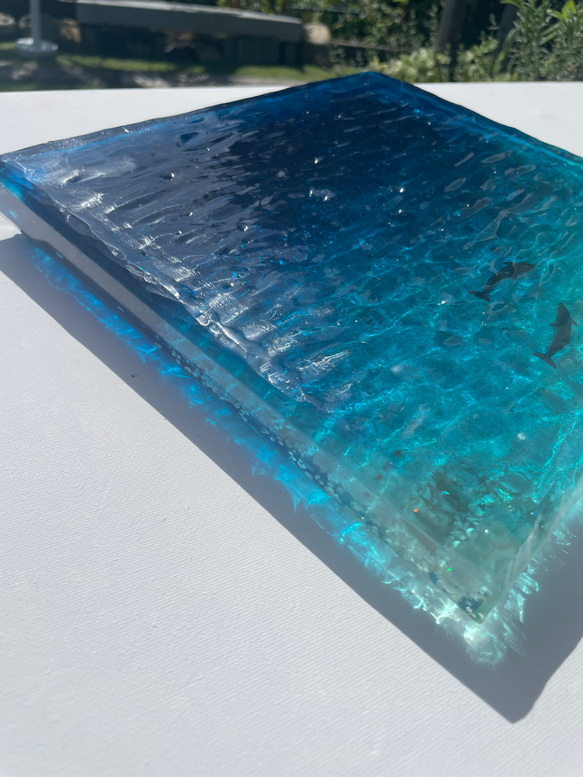 ドルフィンラグーン　アートディスプレイトレイアクセサリートレイ  25×25仕器 水面 波紋 5枚目の画像