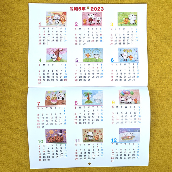 【3０％OFF】2023年版　パンダの壁掛けカレンダー(A３) 5枚目の画像
