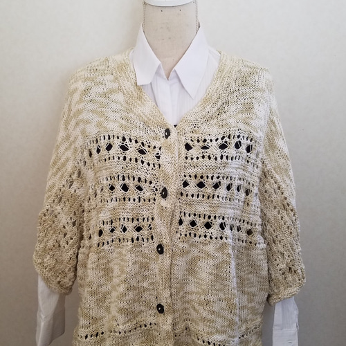 手編み サマーカーディガン コットン100% カーディガン ひろ