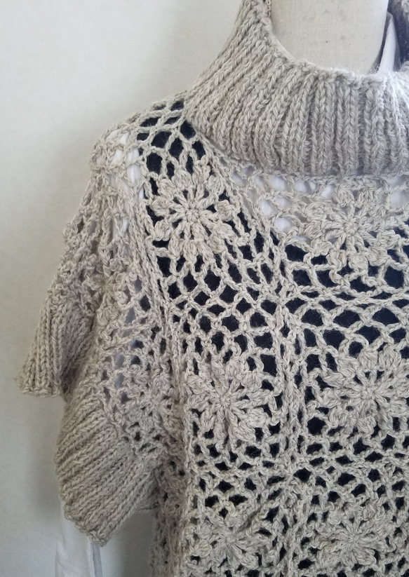 手編み　パターン模様　セーター　ウール100% 4枚目の画像