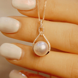 【高級】あこや真珠　ダイヤモンド付きペンダントk18