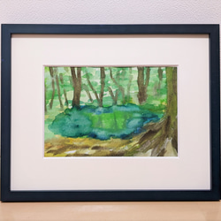 水面に委ねて… 絵画原画 林中の水鏡 水彩画原画（SM） 絵画 yko 通販 14730308｜Creema