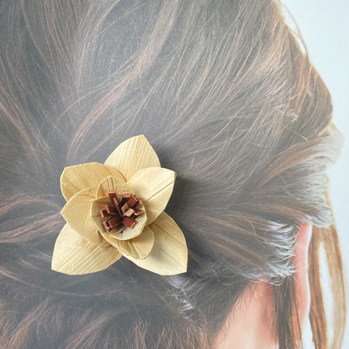 受注制作＊ ハワイ伝統工芸 ラウハラ フラワーヘアピック (花芯