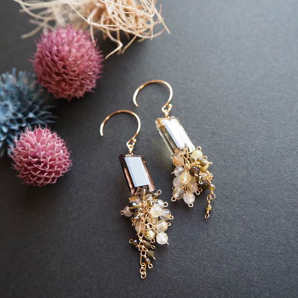 Sold☆1点もの☆《バイカラー天然石》スモーキーレモン×ゴールデン