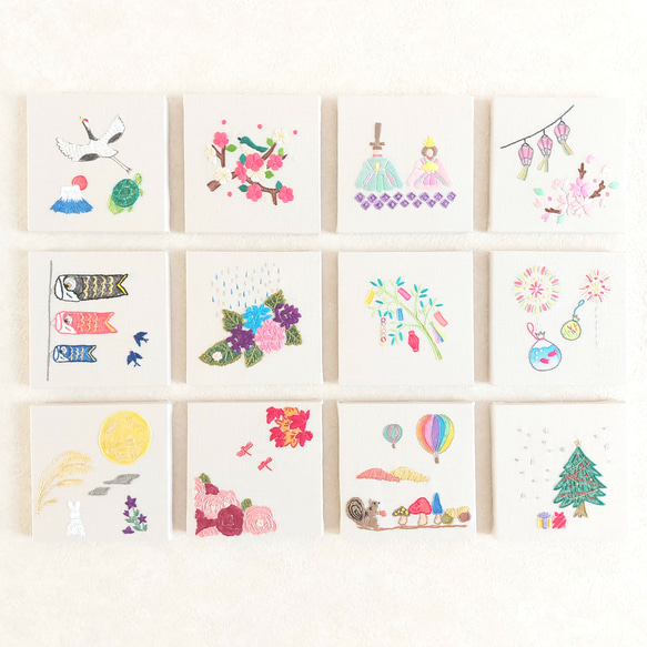 12ヶ月の刺繍パネル ファブリックパネル タペストリー・壁掛け EFFüE