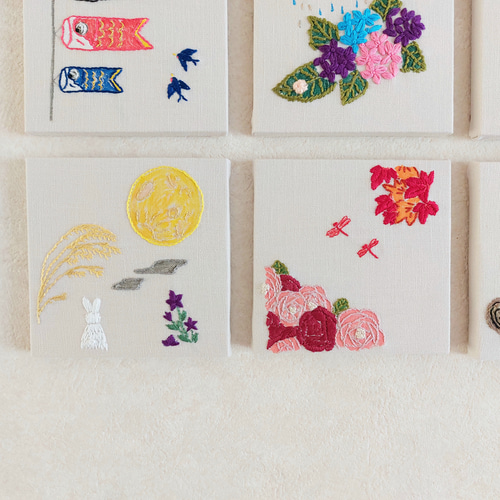 12ヶ月の刺繍パネル ファブリックパネル タペストリー・壁掛け EFFüE